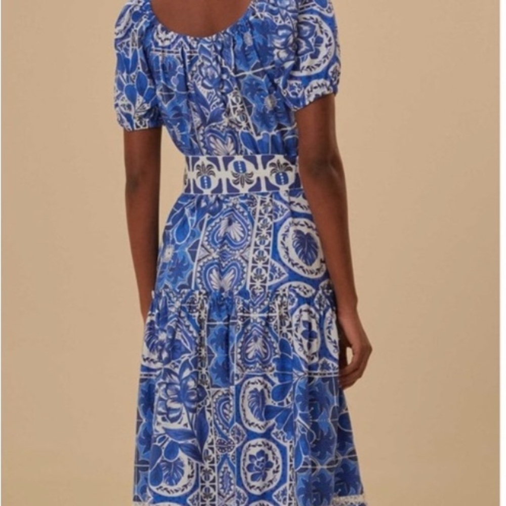 FARM Rio Blue and White Floral Maxi Dress